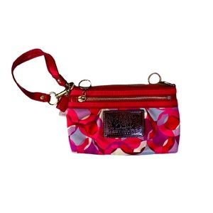 Coach Logo Pattern Pink Wristlet